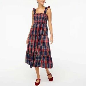 J CREW FACTORY SMOCKED PLAID DRESS